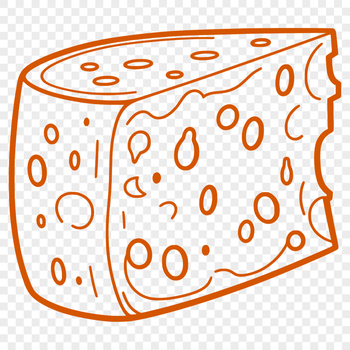 A detailed illustration of a wheel of cheese, ideal for clip art designs in various formats including SVG, PDF, and DXF.