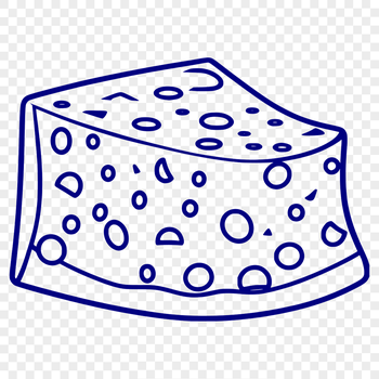 A wedge of cheese with a transparent background.