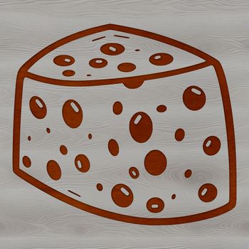 A detailed vector illustration of a wedge of cheese.