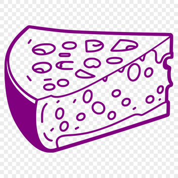 A graphic illustration of a wedge of cheese with a flat top.