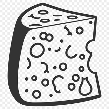 High-resolution vector illustration of a wedge-shaped cheese with detailed texture and design elements.