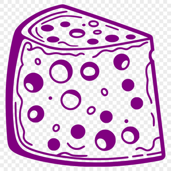 A simple illustration of a wedge of cheese.