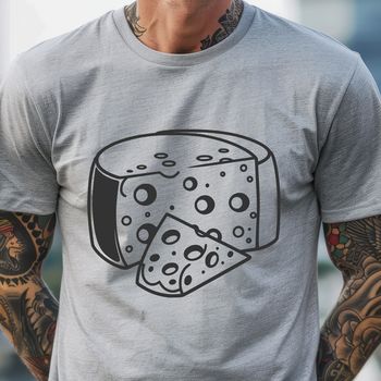 A detailed illustration of a wedge-shaped block of cheese.