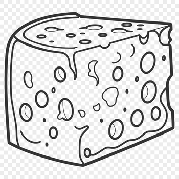 A 2D illustration of a wedge of cheese in a variety of formats including SVG.
