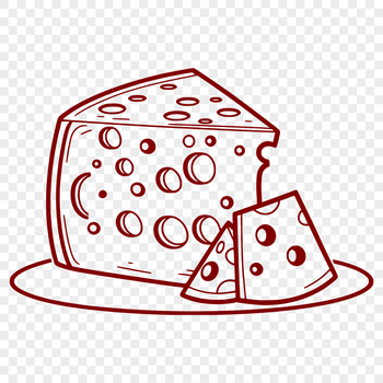 A digital illustration of a wedge-shaped cheese, created as an SVG file for easy editing and customization.