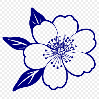 A stylized illustration of a cherry blossom in full bloom, suitable for use as vector art or clip art.