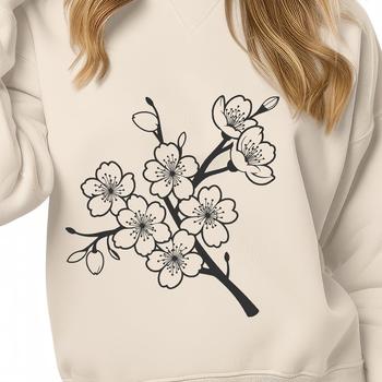 A vector graphic representation of a single cherry blossom in full bloom, ideal for design projects.