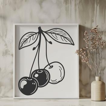 A realistic illustration of a single cherry fruit, suitable for use in graphic design projects.