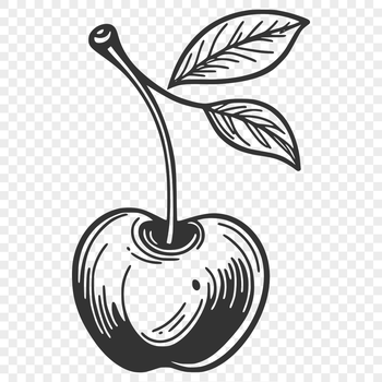A detailed illustration of a cherry fruit, suitable for vector art and cutting machine designs.
