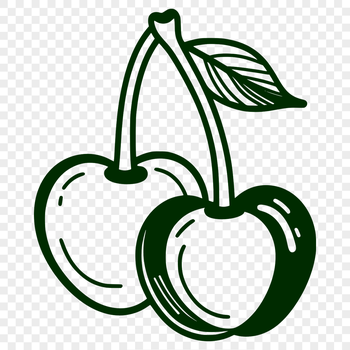 A stylized illustration of a cherry fruit, suitable for use as clip art in various design projects.