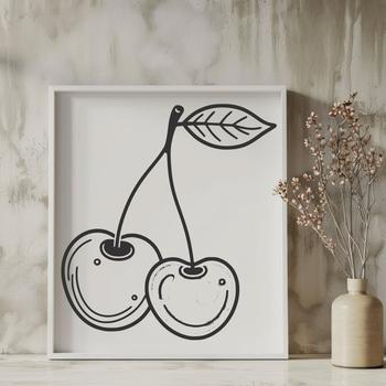 Vector illustration of a single cherry fruit on a white background.