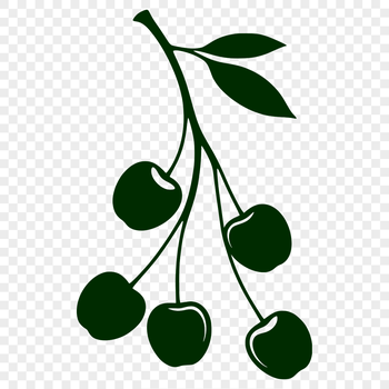 A stylized illustration of a cherry fruit, suitable for various design and crafting purposes.