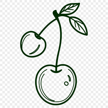 A stylized illustration of a ripe cherry fruit.