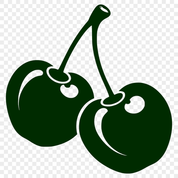 An SVG graphic representation of a single cherry for design and printing purposes.