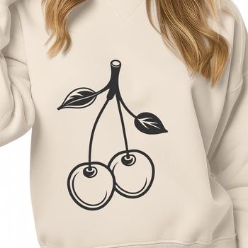 A stylized illustration of a single red cherry with a subtle sheen effect.
