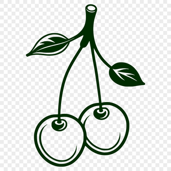 A stylized illustration of a cherry fruit, suitable for vector designs and cutting art projects.