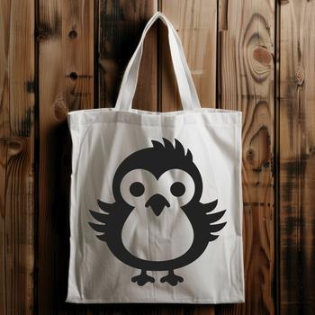 A simple illustration of a full-body farm animal, a chick, perched on the ground.