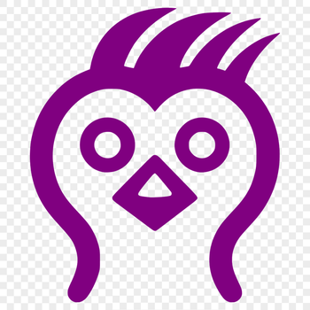 A simple line drawing of a cute chicken's head.