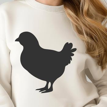 A simple illustration of a full-body chicken silhouette in vector format.