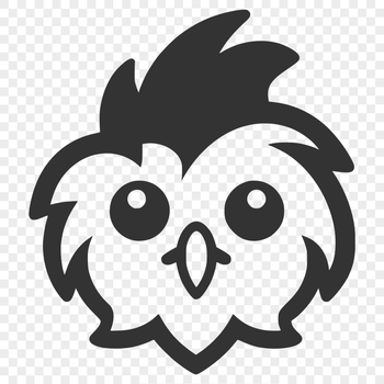 A simple line drawing of a young chick standing on its feet with its head held high.