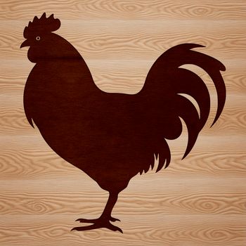 A stylized illustration of a single chicken with feathers and beak.