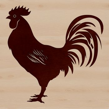 A vector illustration of a rooster standing on a farm yard, representing common farm animals.