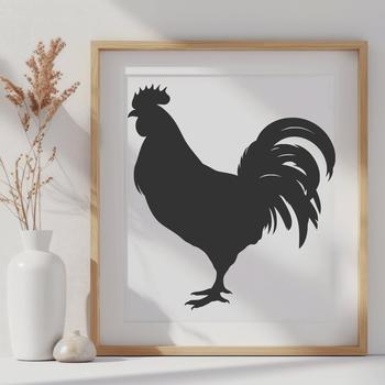 An SVG vector art design featuring a single chicken in a detailed, graphic style.