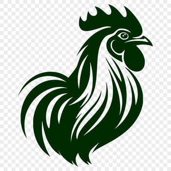 A farm animal illustration featuring a rooster's head.