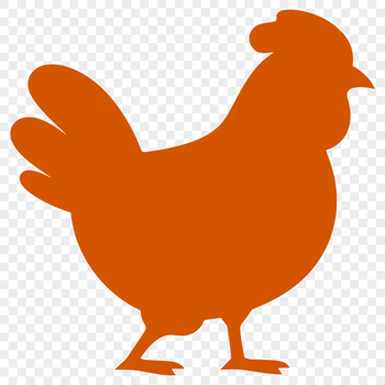 A simple silhouette of a chicken in full body view.