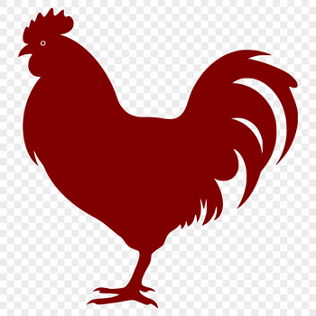 A full-body illustration of a farm animal, specifically a chicken.