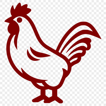 A simple line drawing of a full-body chicken illustration suitable for various designs and crafts.