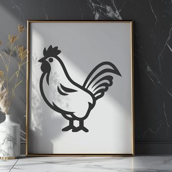An illustration of a farm animal, a chicken, in a vector format.