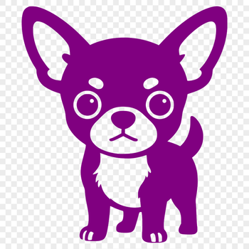 A cartoon Chihuahua in black silhouette form.