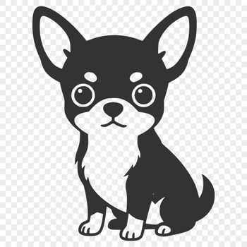 A small breed dog illustration in a simple silhouette style.