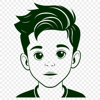 An SVG illustration of a child standing with a neutral expression.