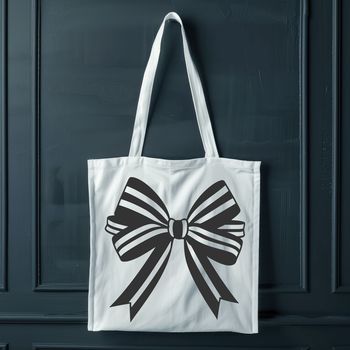 A decorative ribbon bow made up of intricate loops and curves.