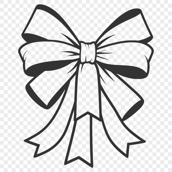 A decorative bow with a ribbon-like shape and ends tied in a knot.