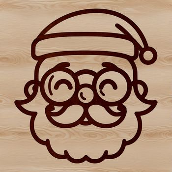 A illustration of a bearded Santa Claus wearing glasses, suitable for Christmas designs.