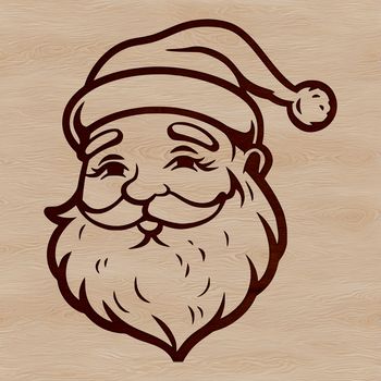 SVG illustration of Father Christmas wearing a red coat with white fur trim, smiling and holding a sack.