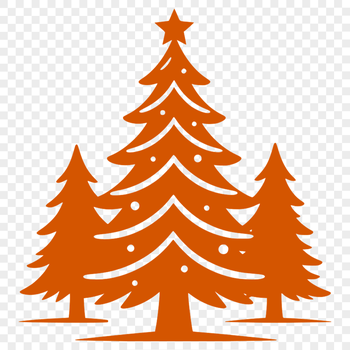 A traditional Christmas tree silhouette with intricate details, perfect for commercial or personal use.