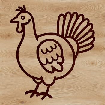A simple line drawing of a turkey in profile.