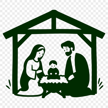 A traditional depiction of the Holy Family in a serene Christmas scene.