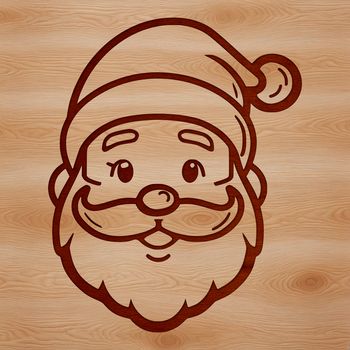 A simple line drawing illustration of Santa Claus's head with a hat and beard.