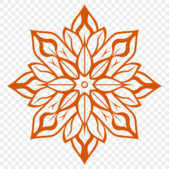 A delicate snowflake design featuring intricate patterns and lines.