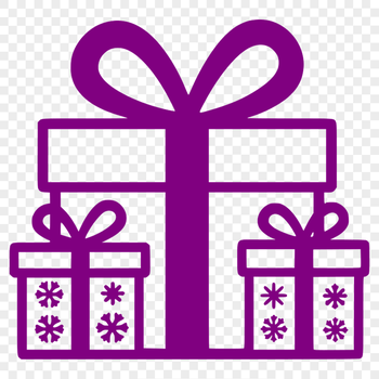 A simple, minimalist illustration of a wrapped gift box with a festive ribbon.