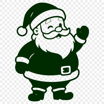 A stylized vector illustration of Father Christmas in red coat with white fur trim and hat.