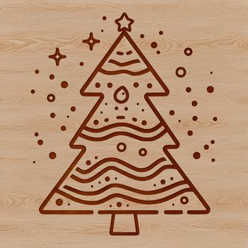 A simple illustration of a Christmas tree with branches and ornaments, suitable for digital design and crafting.