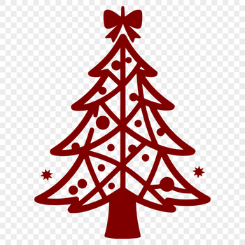 A simple Christmas tree icon made from lines and shapes, suitable for various digital uses.