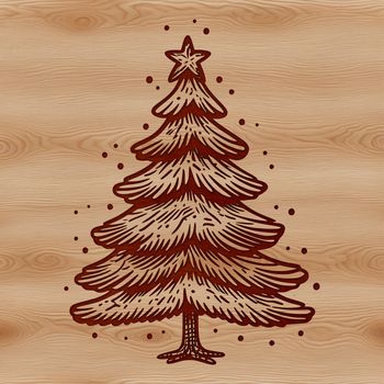 A simple vector design representation of a traditional Christmas tree in a minimalist style.