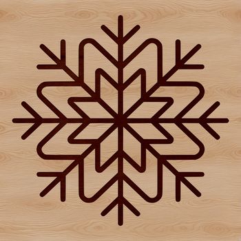 A delicate white snowflake design made from intricate vector lines.